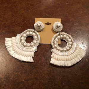 NEW White Statement Tassel Earrings